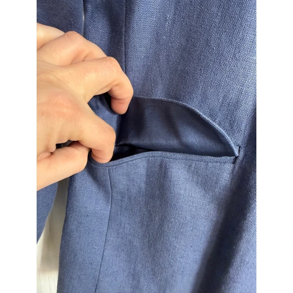 Casual Corner & Company Blue Linen Bulgaria‎ Blazer Suit Jacket Womens Size 12